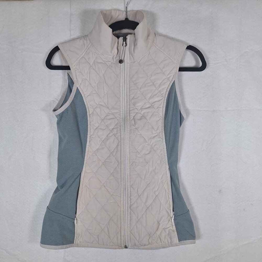 Athleta cream gray quilted vest size XS